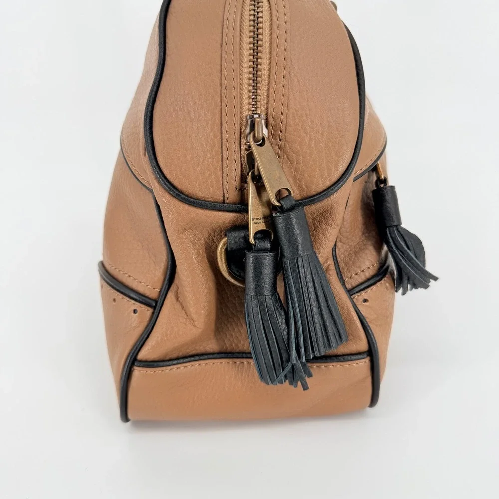 Burberry Blue Label Bowler Satchel Bag Taupe Leather Luxury Travel Work Sporty